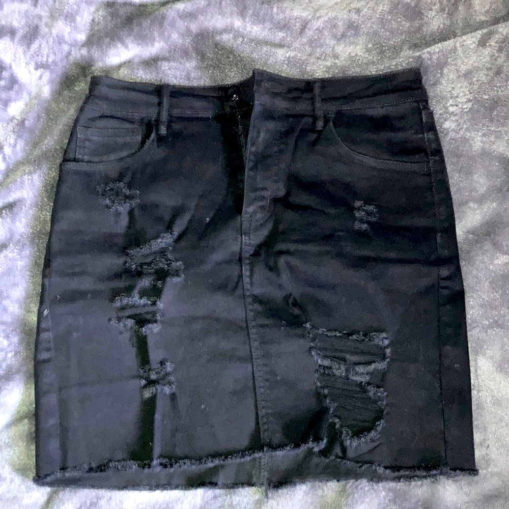 black jean skirt
